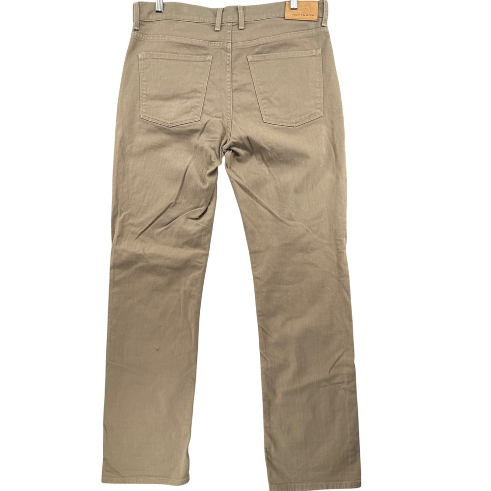 Mott & Bow Straight Leg Pants Mens 35x32 Khaki Tan Twill Cotton Five Pocket